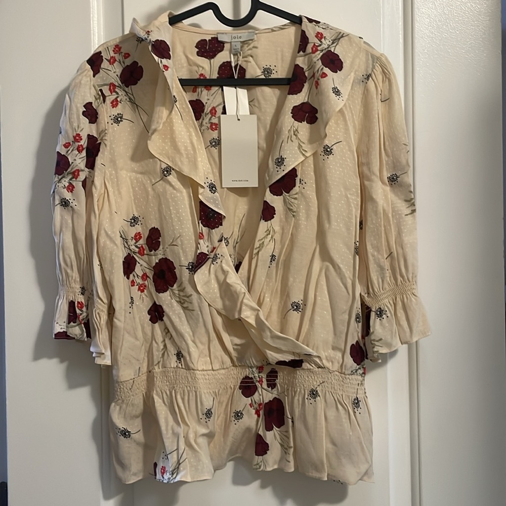JOIE Peplum Top Blouse Floral SZ LARGE NWT